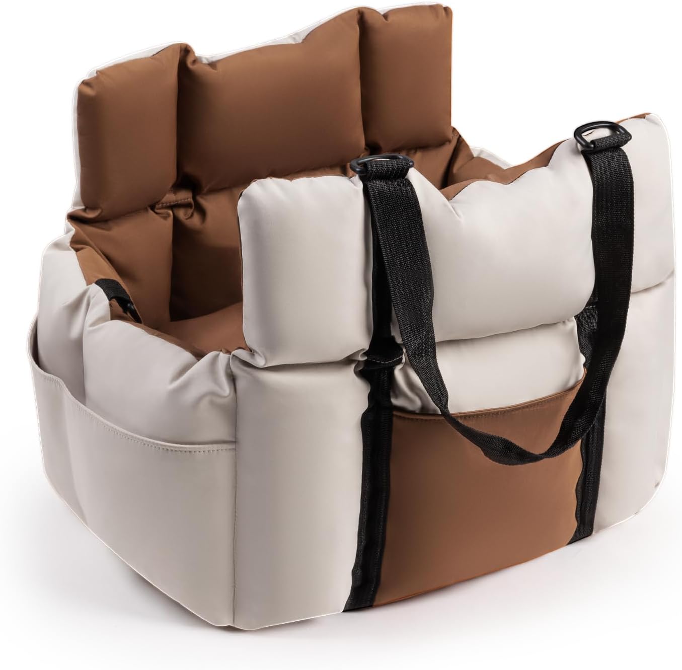 Dog Car Seats for Small Dogs, Waterproof Dog Booster Carseat with Storage Pockets, Thickened High Resilience Cotto & Clip-On Safety Leash, Pet Back Seat Puppy Travel Carrier Bed