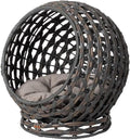 Pet Bed Wicker Frame, Plush Washable Cushion, 15" Cushion Dia, 18" H x 16.5" W, Ventilated & Portable