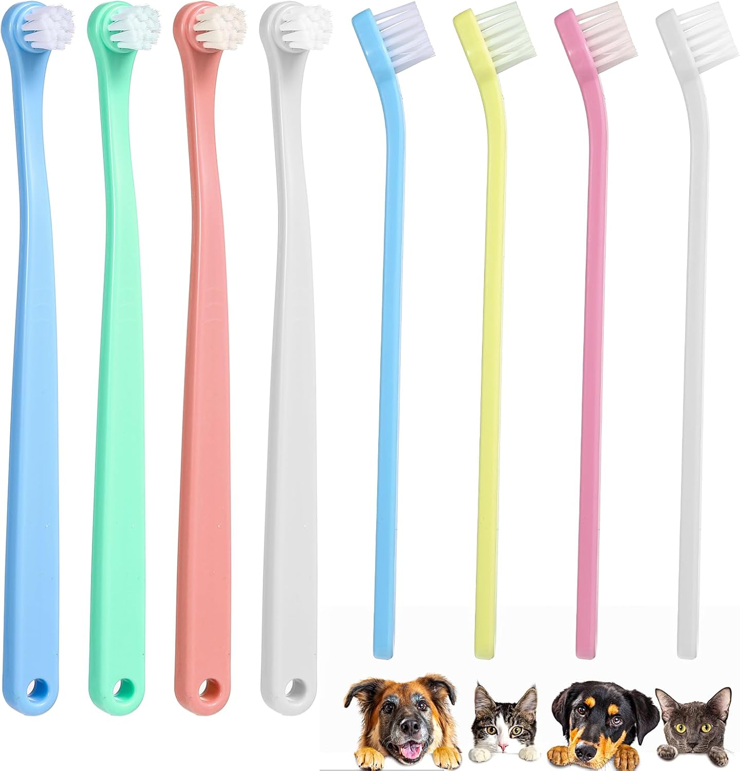 8Pcs Cat Toothbrush, Small Dog & Cat Teeth Cleaning, Soft Bristle Puppy Tooth Brush, Kitten Tooth Brushing Kit, Dental Care Supplies for Tiny Puppy Kitty Reduce Tartar Formation & Bad Breath