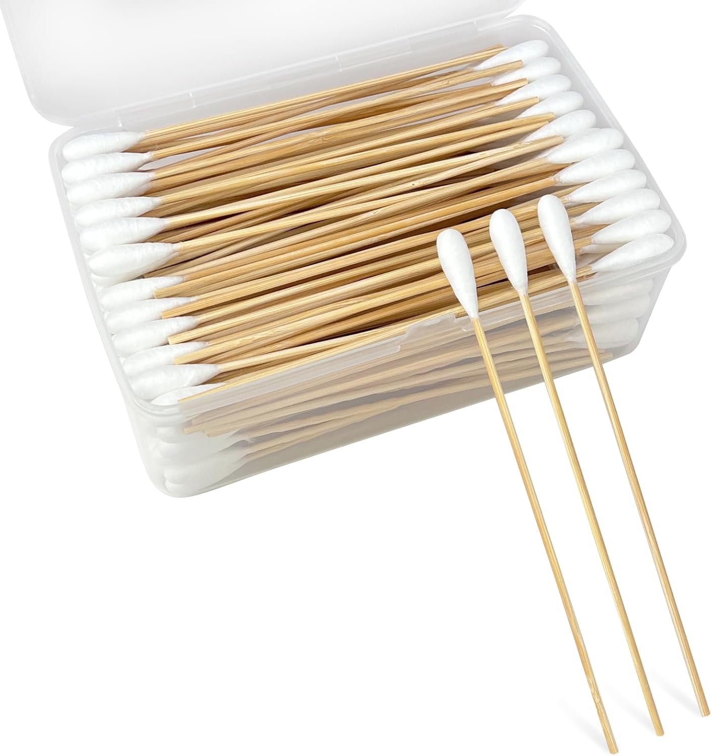 6 Inch Long Cotton Swabs for Pet Cleaning, Bamboo Handle, Pet Ear Cleaning Solution Supplies for Dogs and Cats (200 pcs Large Cotton swabs)