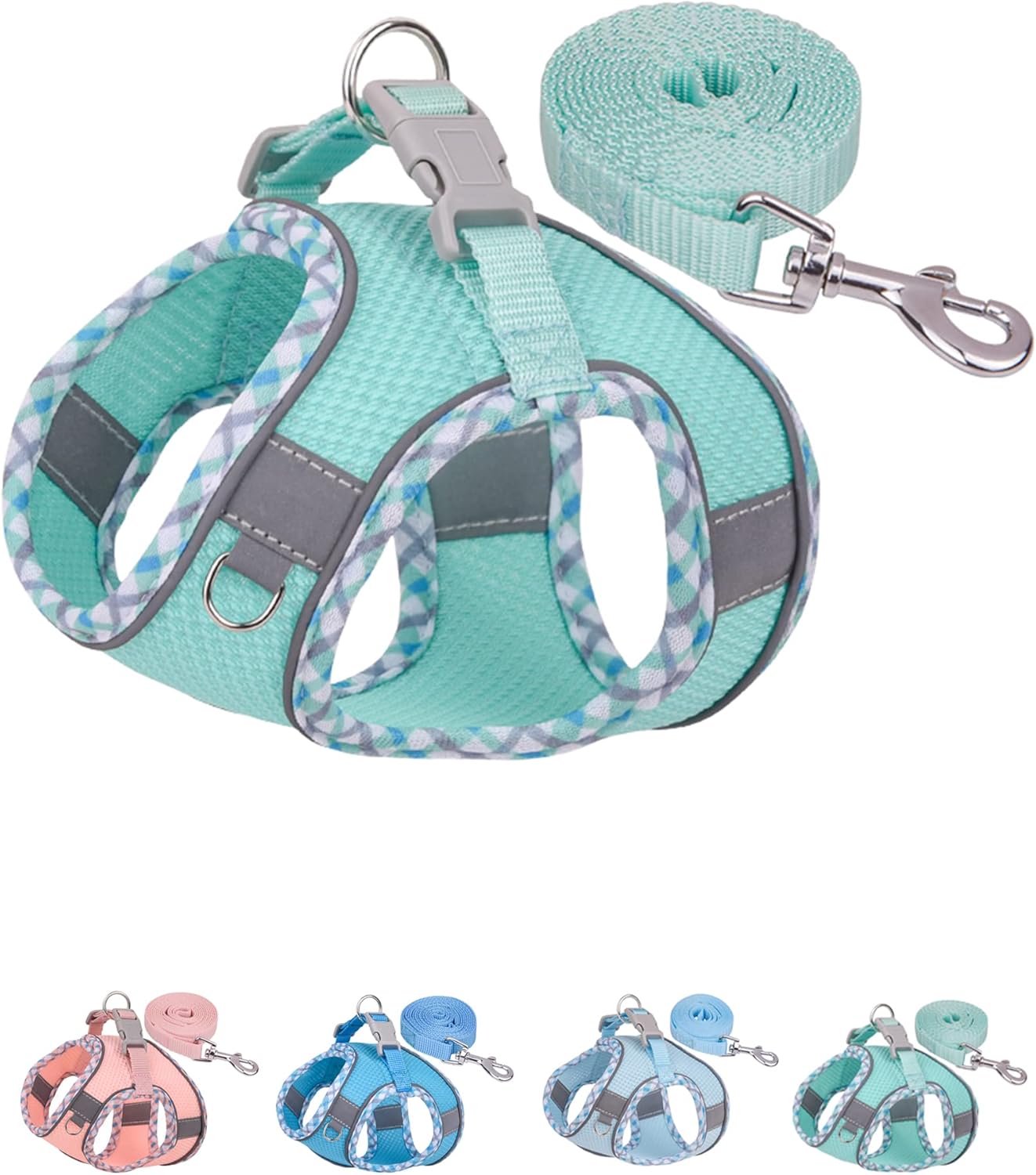 Dog Harness for Small Medium Dogs No Pull, Puppy Harness and Leash Set, Step in Dog Harness for Walking, Running, Training, Small Dog Vest(Green, S)