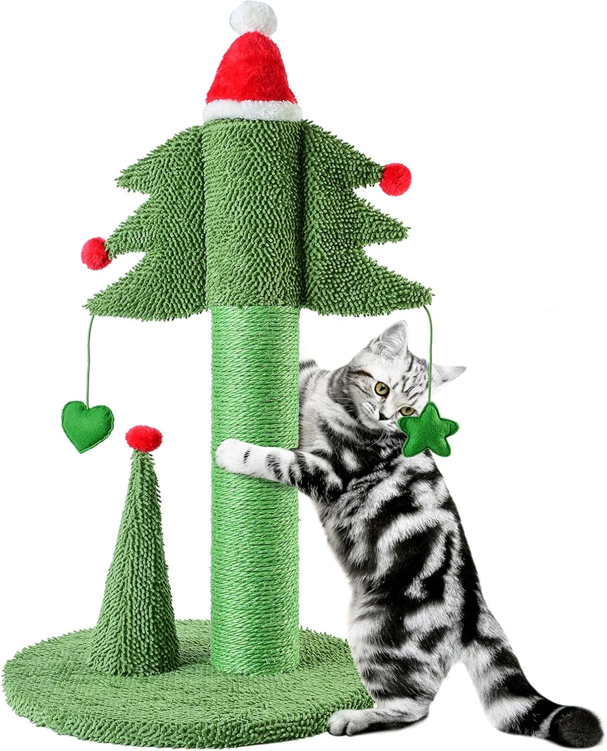 Cat Scratching Post Tall Ceder Christmas Cat Trees for Adult Large Cats Scratcher Cute Toy Kitten Kitty Sisal Scratch with Teaser Ball Indoor Outdoor 31 inch